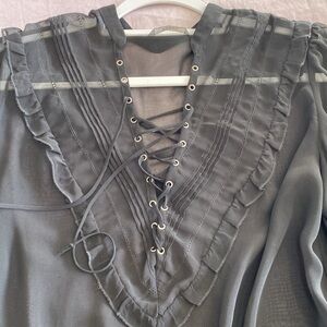 Guess Blouse Black Shear - Laces up Front  size L